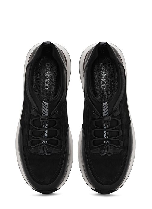 Erkek Siyah Bağcıklı Deri Sneaker 25SFD641114 - Görsel 8