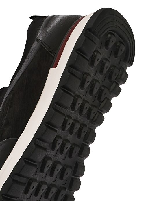 Erkek Siyah Bağcıklı Deri Sneaker 25SFD641114 - Görsel 9