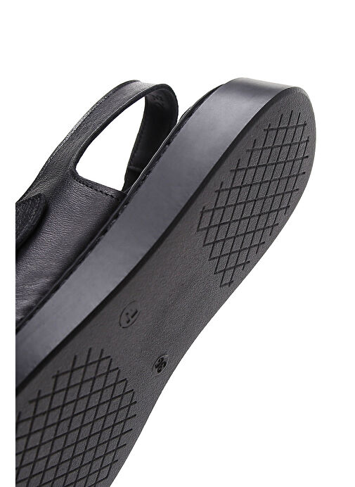 Kadın Siyah Kalın Tabanlı Deri Comfort Sandalet 25SFD340718 - Görsel 9