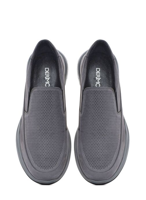 Erkek Gri Kalın Tabanlı Nubuk Deri Comfort Casual Ayakkabı 25SFD6412V3 - Görsel 8