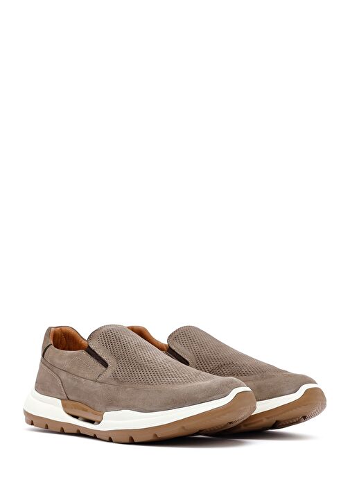 Erkek Vizon Kalın Tabanlı Nubuk Deri Comfort Casual Ayakkabı 25SFD6412V3 - Görsel 4