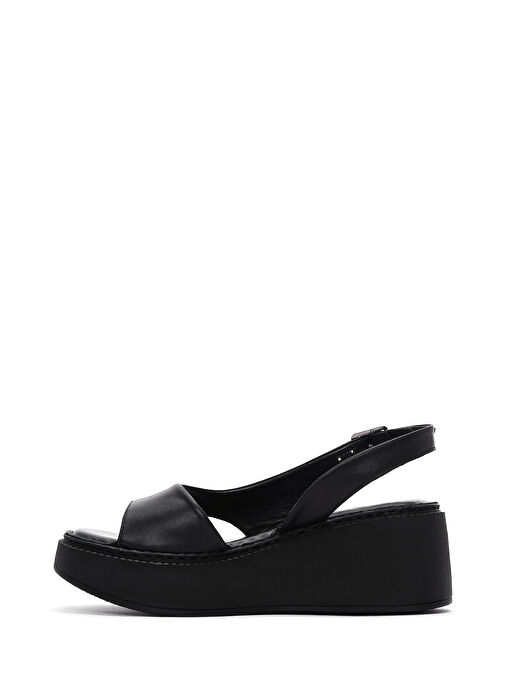 Derimod Derimod Kadın Siyah Kalın Tabanlı Deri Comfort Sandalet 25SFD340818 Sandalet & Terlik | Boyner Siyah - 3. görsel