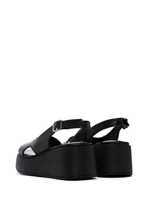 Derimod Derimod Kadın Siyah Kalın Tabanlı Deri Comfort Sandalet 25SFD340818 Sandalet & Terlik | Boyner Siyah - 6. görsel