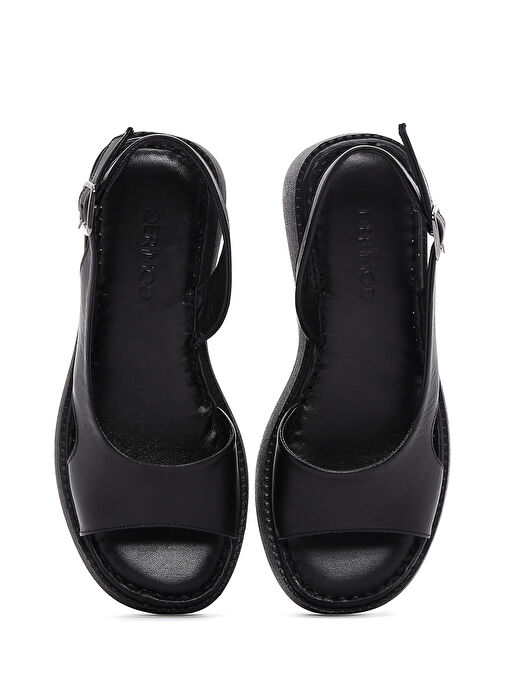 Derimod Derimod Kadın Siyah Kalın Tabanlı Deri Comfort Sandalet 25SFD340818 Sandalet & Terlik | Boyner Siyah - 7. görsel