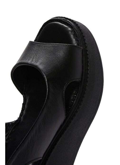 Derimod Derimod Kadın Siyah Kalın Tabanlı Deri Comfort Sandalet 25SFD340818 Sandalet & Terlik | Boyner Siyah - 9. görsel