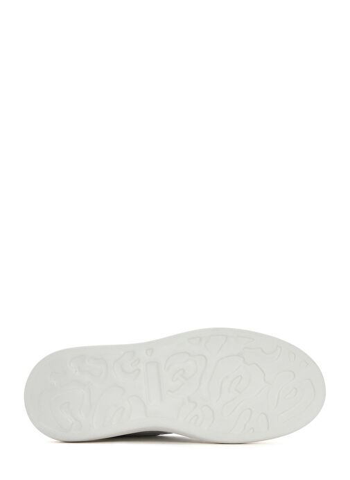 Erkek Beyaz Bağcıklı Kalın Tabanlı Deri Sneaker 25SFD641418 - Görsel 5