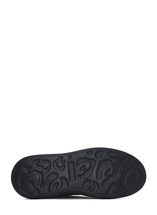 Erkek Siyah Bağcıklı Kalın Tabanlı Deri Sneaker 25SFD641418 - Görsel 5