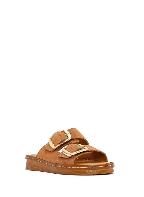 Kadın Pudra Tokalı Süet Deri Comfort Terlik 25SFD340110 - Görsel 7