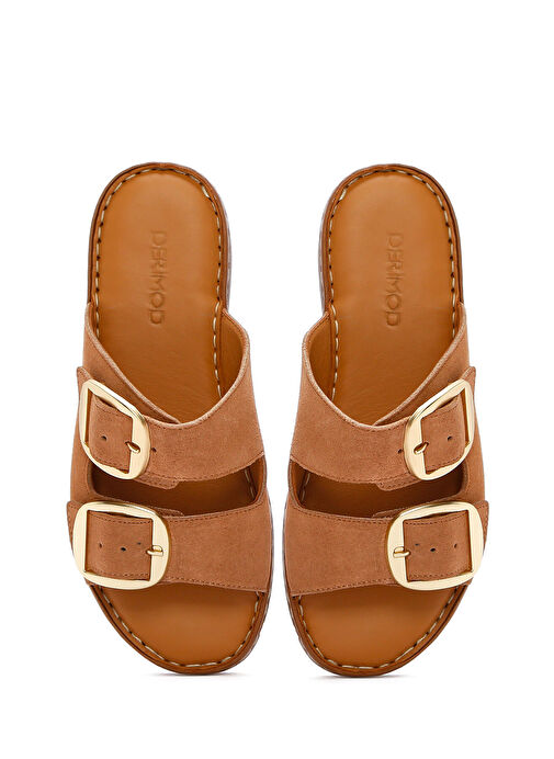 Kadın Pudra Tokalı Süet Deri Comfort Terlik 25SFD340110 - Görsel 8