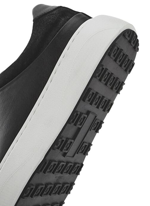 Erkek Siyah Bağcıklı Kalın Tabanlı Deri Sneaker 25SFD641618 - Görsel 9