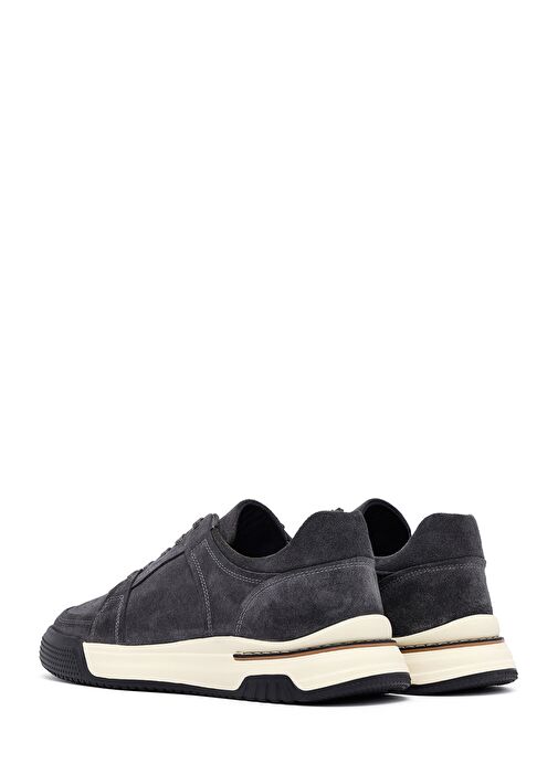 Erkek Gri Bağcıklı Süet Deri Sneaker 25SFD641710 - Görsel 6