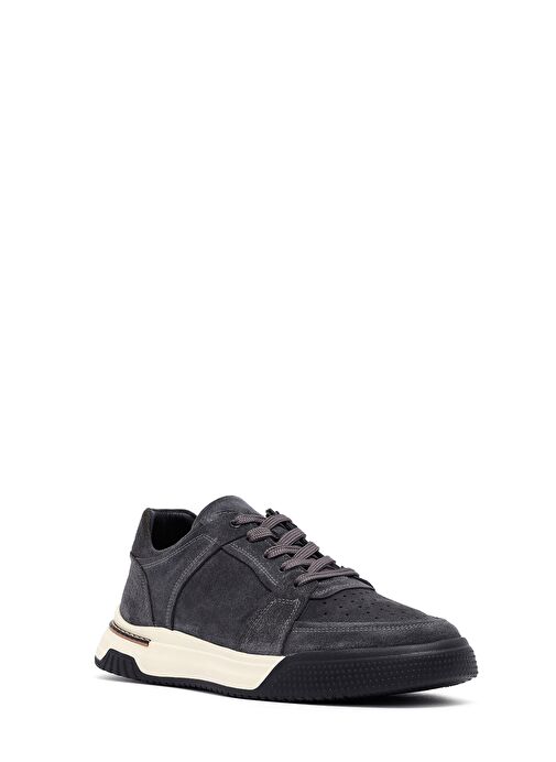Erkek Gri Bağcıklı Süet Deri Sneaker 25SFD641710 - Görsel 7