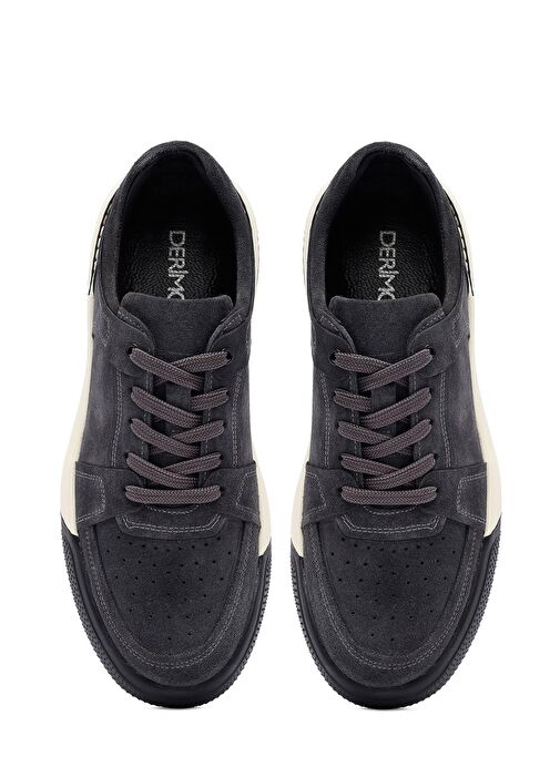 Erkek Gri Bağcıklı Süet Deri Sneaker 25SFD641710 - Görsel 8