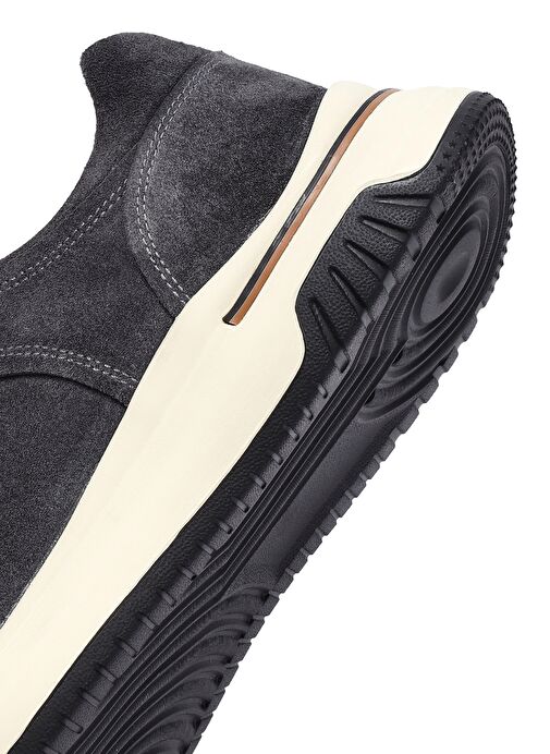 Erkek Gri Bağcıklı Süet Deri Sneaker 25SFD641710 - Görsel 9
