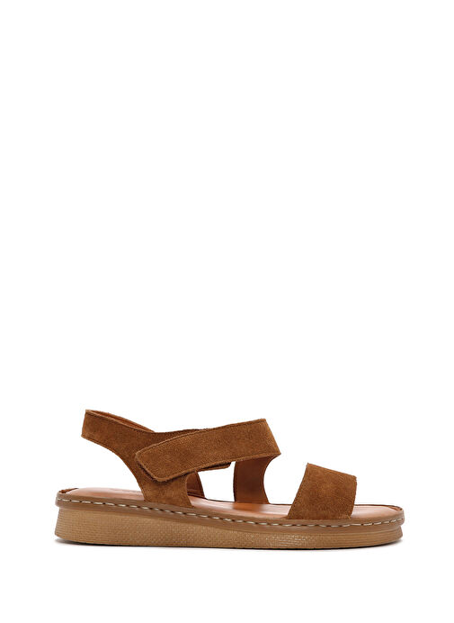 Kadın Taba Süet Deri Comfort Sandalet 25SFD340210 - Görsel 2