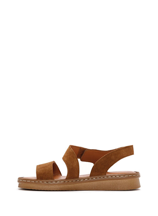Kadın Taba Süet Deri Comfort Sandalet 25SFD340210 - Görsel 3