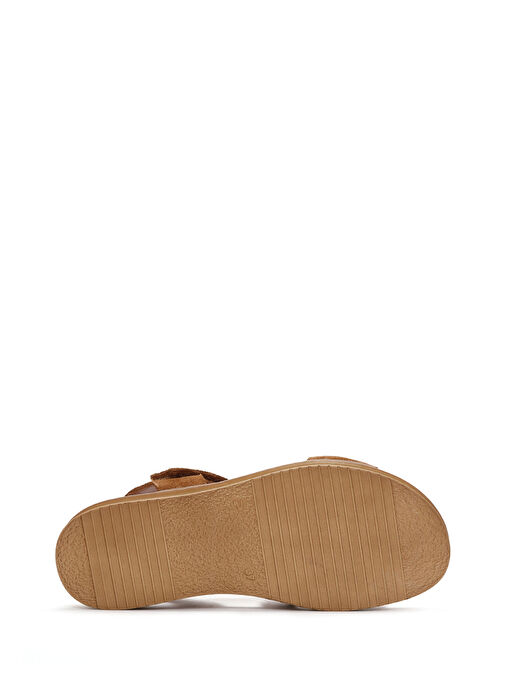 Kadın Taba Süet Deri Comfort Sandalet 25SFD340210 - Görsel 5