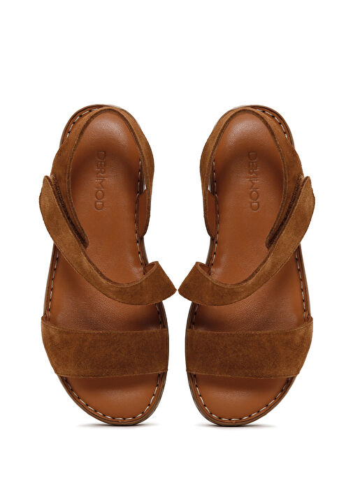 Kadın Taba Süet Deri Comfort Sandalet 25SFD340210 - Görsel 7