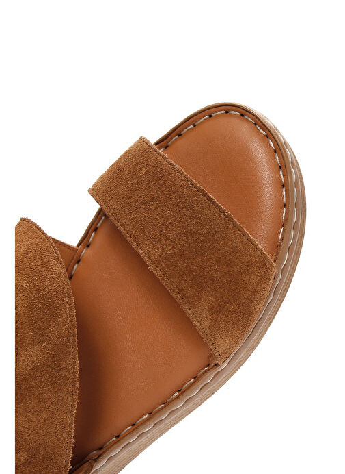 Kadın Taba Süet Deri Comfort Sandalet 25SFD340210 - Görsel 9
