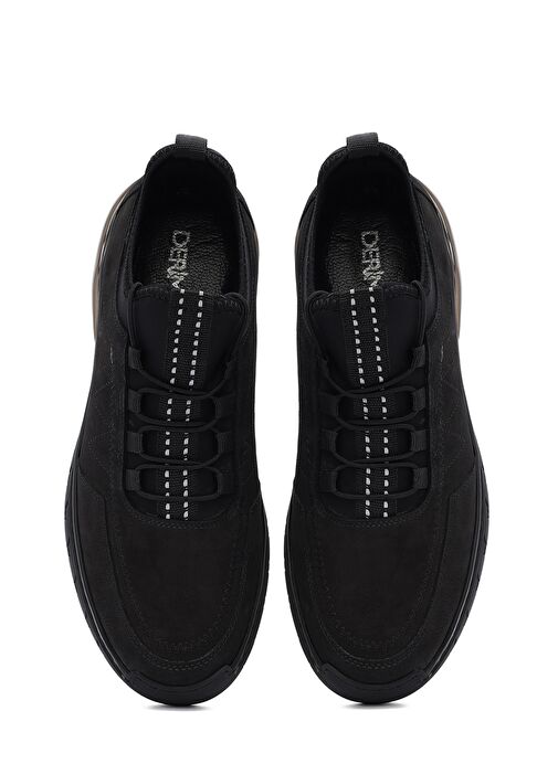 Erkek Siyah Bağcıklı Nubuk Deri Comfort Sneaker 25SFD6418V3 - Görsel 8