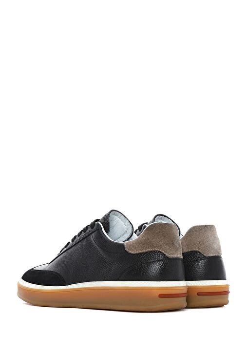 Erkek Siyah Bağcıklı Deri Sneaker 25SFD641914 - Görsel 6