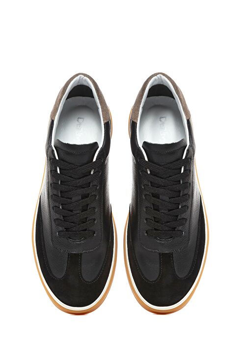 Erkek Siyah Bağcıklı Deri Sneaker 25SFD641914 - Görsel 8