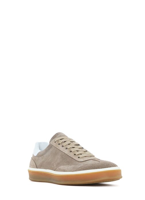 Erkek Bej Bağcıklı Süet Deri Sneaker 25SFD641910 - Görsel 7