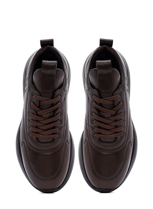 Erkek Kahverengi Bağcıklı Deri Sneaker 25SFD642318 - Görsel 8