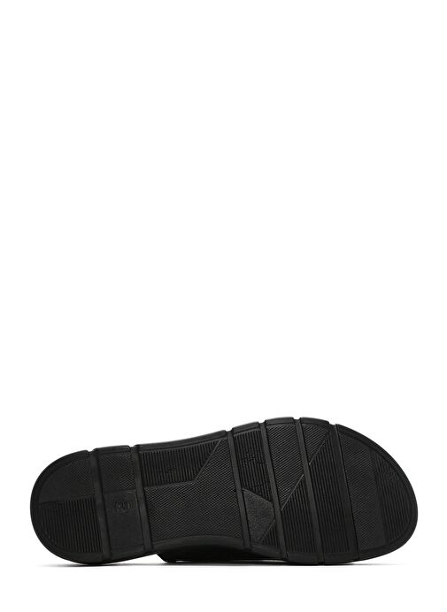 Kadın Siyah Çift Bantlı Deri Comfort Terlik 25SFD341218 - Görsel 5