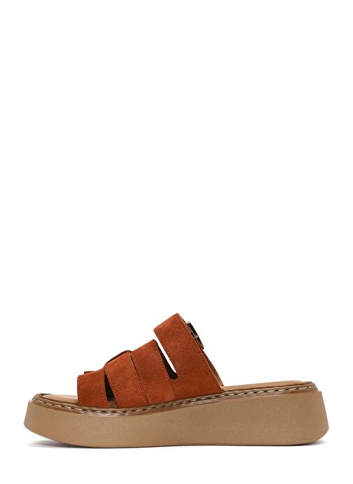 Kadın Tarçın Kalın Tabanlı Süet Deri Comfort Terlik 25SFD341310 - Görsel 3