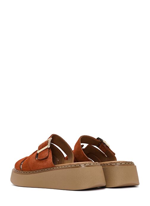 Kadın Tarçın Kalın Tabanlı Süet Deri Comfort Terlik 25SFD341310 - Görsel 6