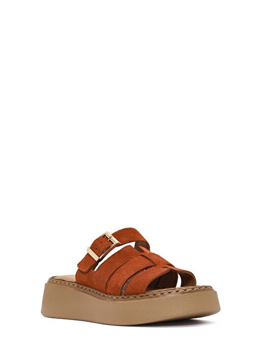 Kadın Tarçın Kalın Tabanlı Süet Deri Comfort Terlik 25SFD341310 - Görsel 7