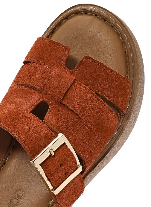 Kadın Tarçın Kalın Tabanlı Süet Deri Comfort Terlik 25SFD341310 - Görsel 9