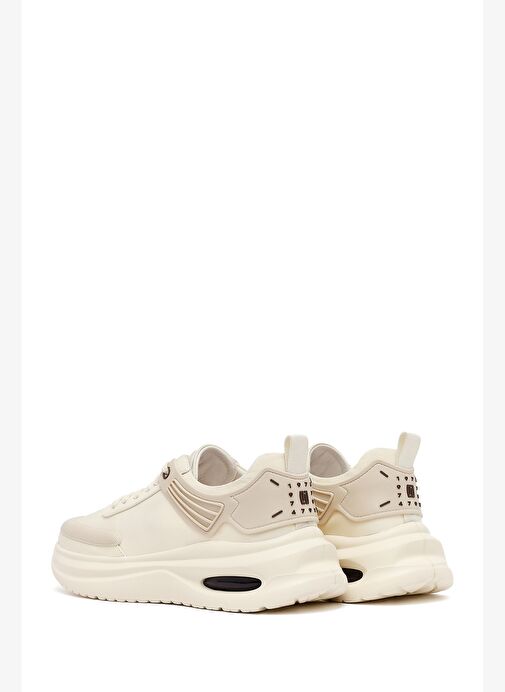 Erkek Bej Bağcıklı Kalın Tabanlı Kumaş Sneaker 25SFD69226F - Görsel 6