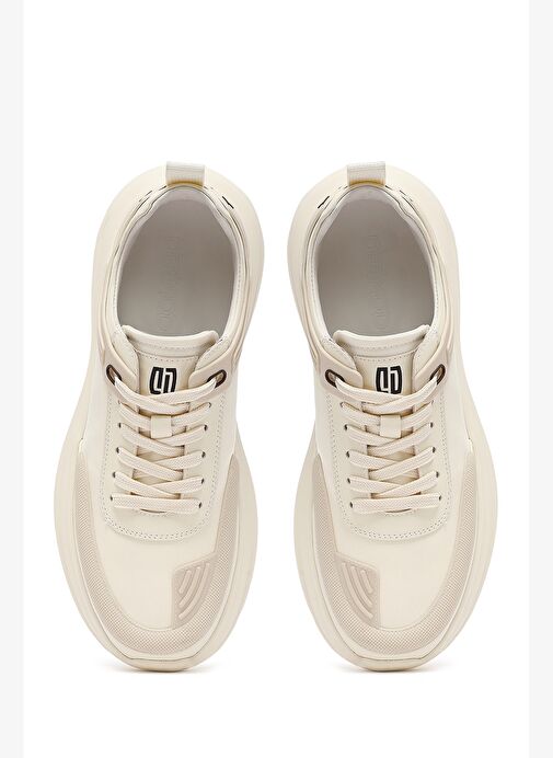 Erkek Bej Bağcıklı Kalın Tabanlı Kumaş Sneaker 25SFD69226F - Görsel 8