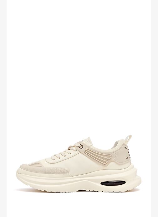 Erkek Bej Bağcıklı Kalın Tabanlı Kumaş Sneaker 25SFD69226F - Görsel 3