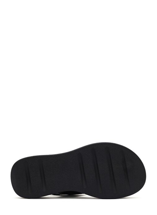 Kadın Siyah Tokalı Kalın Tabanlı Deri Comfort Sandalet 25SFD342418 - Görsel 5