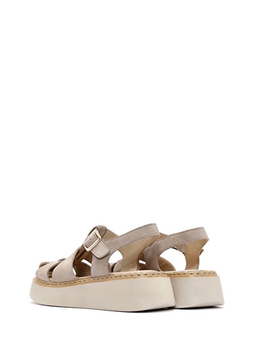 Derimod Derimod Kadın Vizon Bilekten Tokalı Kalın Tabanlı Süet Deri Comfort Sandalet 25SFD342610 Sandalet & Terlik | Boyner Vizon - 6. görsel