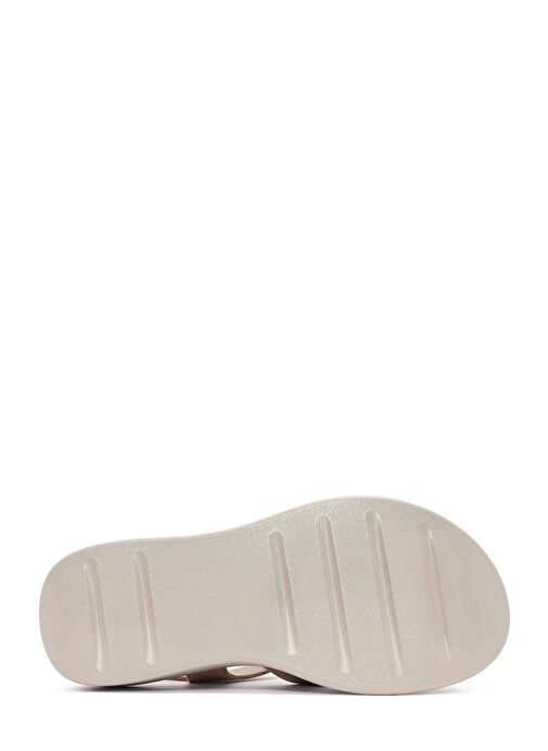 Kadın Bej Bilekten Bağlamalı Kalın Tabanlı Deri Comfort Sandalet 25SFD342718 - Görsel 5