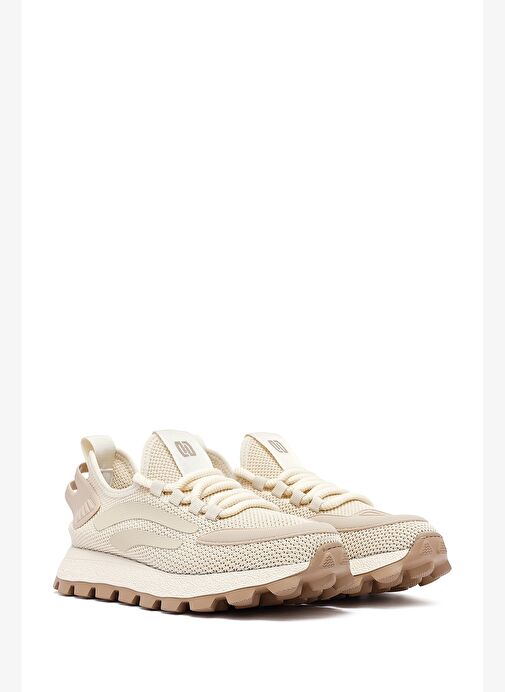 Derimod Zero Erkek Bej Bağcıklı Kalın Tabanlı Kumaş Sneaker 25SFD69406F - Görsel 4