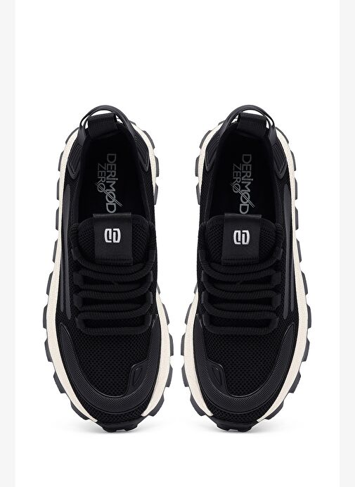 Derimod Zero Erkek Siyah Bağcıklı Kalın Tabanlı Kumaş Sneaker 25SFD69406F - Görsel 8