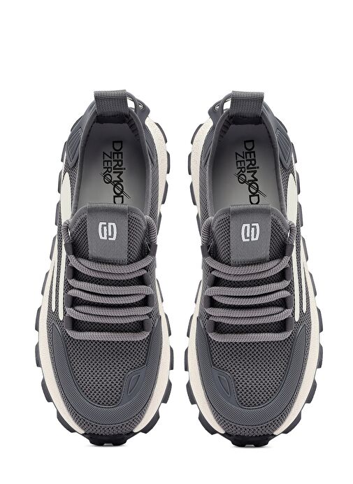 Erkek Gri Bağcıklı Kalın Tabanlı Kumaş Sneaker 25SFD69406F - Görsel 8