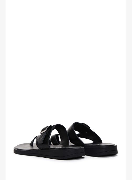 Kadın Siyah Parmak Arası Deri Terlik 25SFD1500FT - Görsel 5