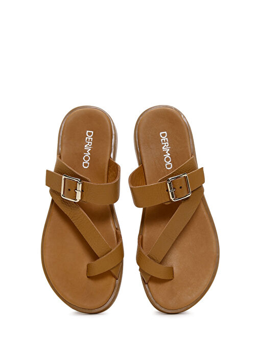 Kadın Taba Parmak Arası Deri Terlik 25SFD1500FT - Görsel 7