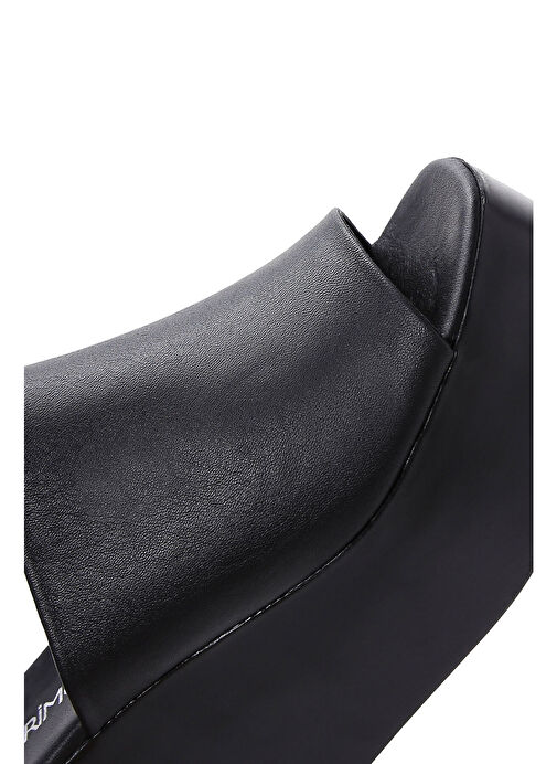 Kadın Siyah Dolgu Topuklu Deri Terlik 25SFD150318 - Görsel 8