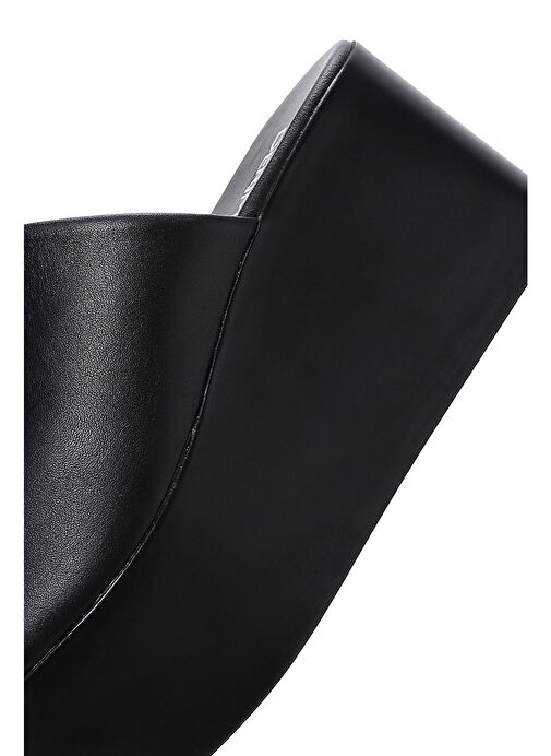 Kadın Siyah Dolgu Topuklu Deri Terlik 25SFD150318 - Görsel 9