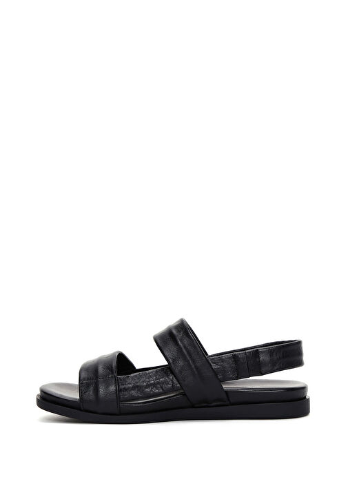 Kadın Siyah Deri Sandalet 25SFD150718 - Görsel 3