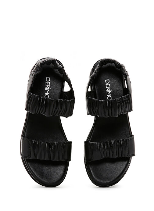 Kadın Siyah Deri Comfort Sandalet 25SFD150818 - Görsel 7