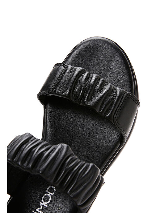 Kadın Siyah Deri Comfort Sandalet 25SFD150818 - Görsel 8