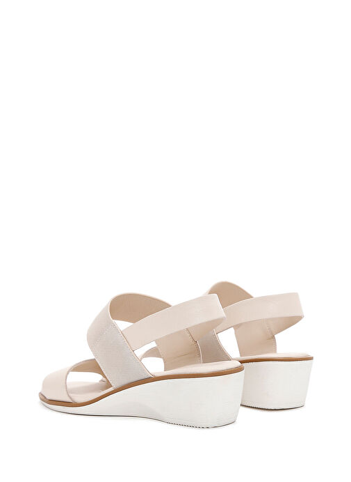 Kadın Bej Dolgu Topuklu Deri Sandalet 25SFD150914 - Görsel 6